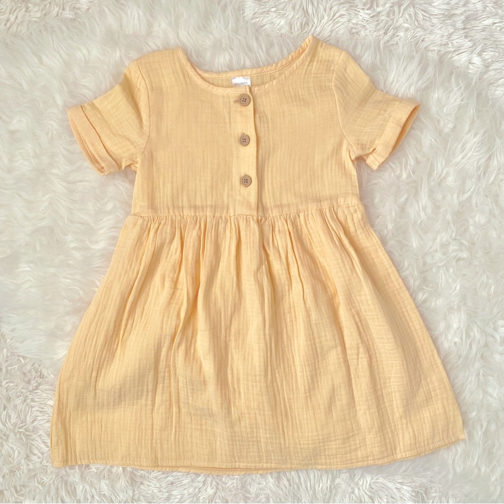 NWOT Modern Moments by Gerber Light Yellow Gauze Dress, size 5T